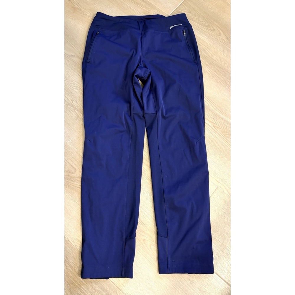 Patagonia Wind Shield Windbreaker Pants Womens Size L Blue Ankle Zip Pockets